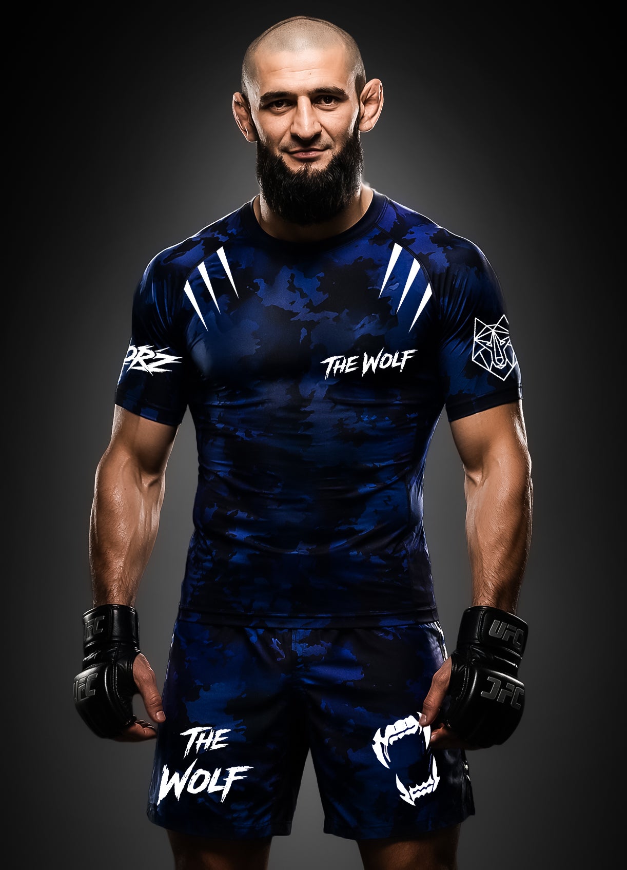 Хамзат Чимаев Рашгард Комплект - „СИНИЯТ ВЪЛК" / Khamzat Chimaev Rashguard Set – “BLUE WOLF” Edition