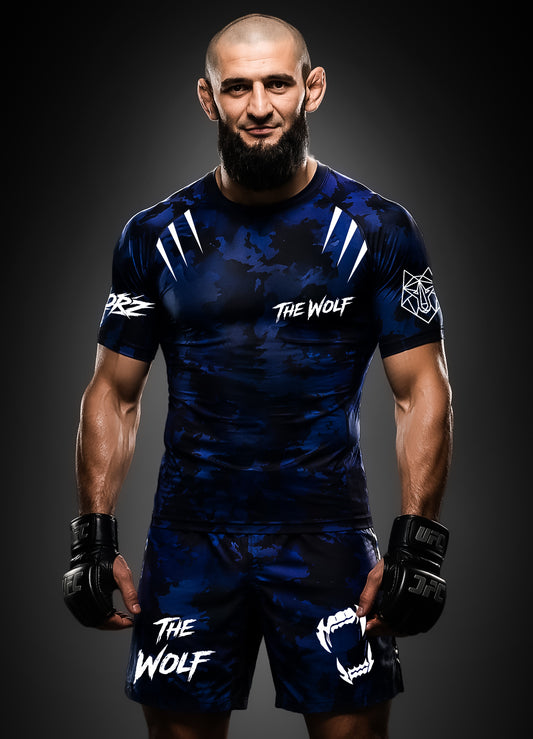Хамзат Чимаев Рашгард Комплект - „СИНИЯТ ВЪЛК" / Khamzat Chimaev Rashguard Set – “BLUE WOLF” Edition